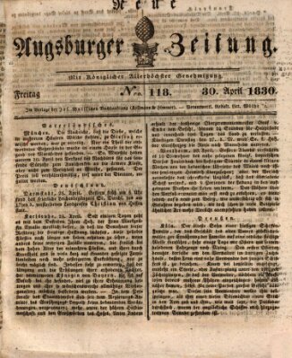 Neue Augsburger Zeitung Freitag 30. April 1830