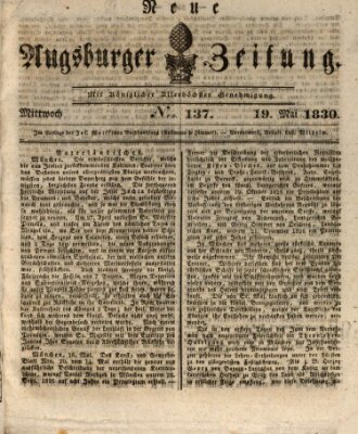 Neue Augsburger Zeitung Mittwoch 19. Mai 1830