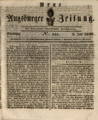 Neue Augsburger Zeitung Donnerstag 3. Juni 1830