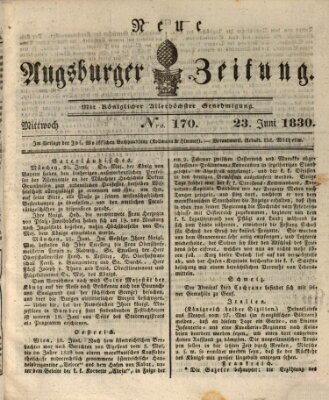 Neue Augsburger Zeitung Mittwoch 23. Juni 1830