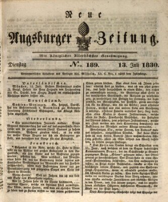 Neue Augsburger Zeitung Dienstag 13. Juli 1830