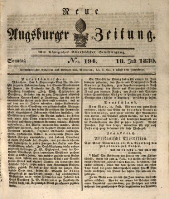 Neue Augsburger Zeitung Sonntag 18. Juli 1830