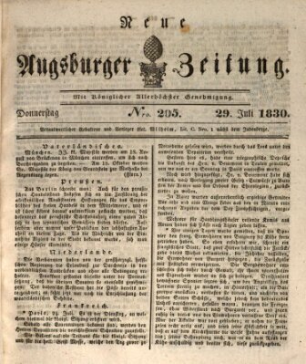 Neue Augsburger Zeitung Donnerstag 29. Juli 1830