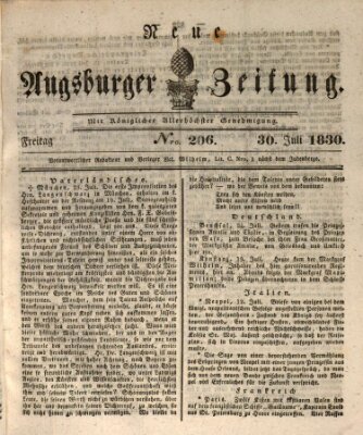 Neue Augsburger Zeitung Freitag 30. Juli 1830