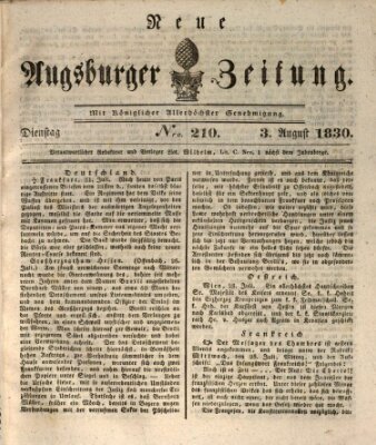 Neue Augsburger Zeitung Dienstag 3. August 1830