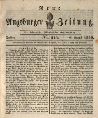 Neue Augsburger Zeitung Freitag 6. August 1830