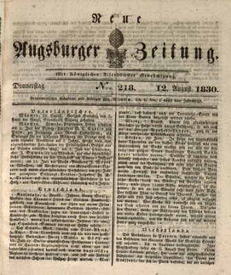 Neue Augsburger Zeitung Donnerstag 12. August 1830