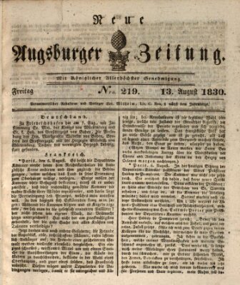 Neue Augsburger Zeitung Freitag 13. August 1830