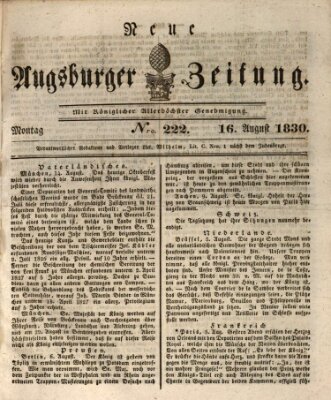 Neue Augsburger Zeitung Montag 16. August 1830