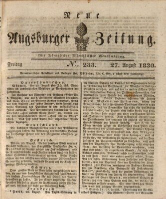 Neue Augsburger Zeitung Freitag 27. August 1830