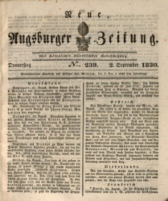 Neue Augsburger Zeitung Donnerstag 2. September 1830