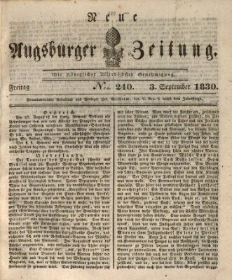 Neue Augsburger Zeitung Freitag 3. September 1830