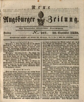 Neue Augsburger Zeitung Freitag 10. September 1830