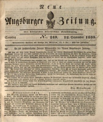 Neue Augsburger Zeitung Sonntag 12. September 1830