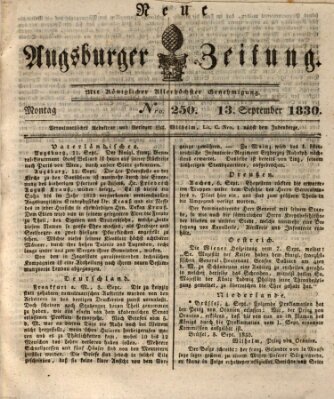 Neue Augsburger Zeitung Montag 13. September 1830