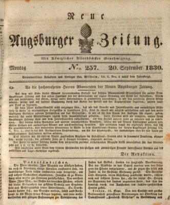 Neue Augsburger Zeitung Montag 20. September 1830