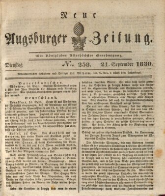 Neue Augsburger Zeitung Dienstag 21. September 1830