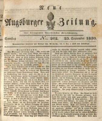 Neue Augsburger Zeitung Samstag 25. September 1830