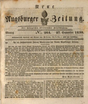 Neue Augsburger Zeitung Montag 27. September 1830