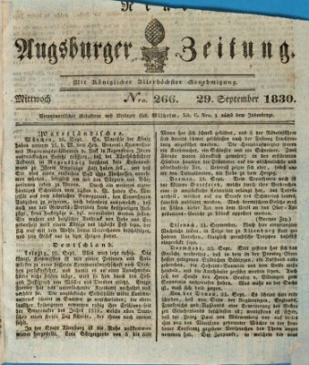 Neue Augsburger Zeitung Mittwoch 29. September 1830