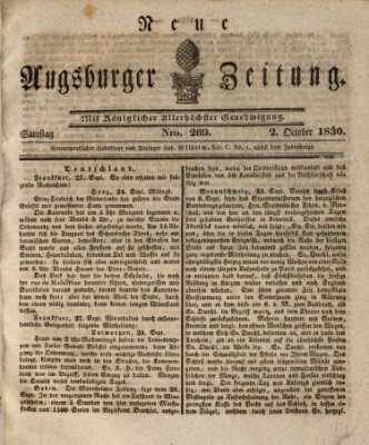 Neue Augsburger Zeitung Samstag 2. Oktober 1830