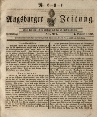 Neue Augsburger Zeitung Donnerstag 7. Oktober 1830