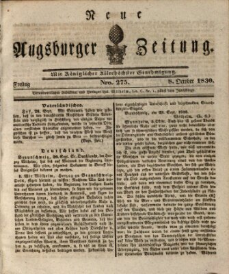 Neue Augsburger Zeitung Freitag 8. Oktober 1830