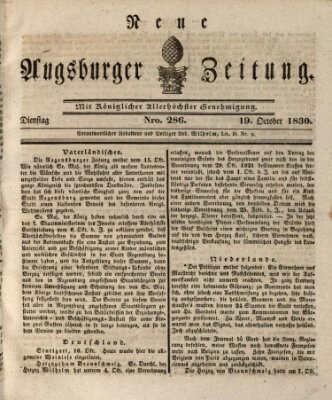 Neue Augsburger Zeitung Dienstag 19. Oktober 1830