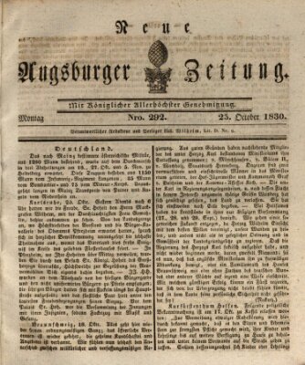 Neue Augsburger Zeitung Montag 25. Oktober 1830