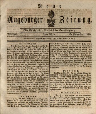 Neue Augsburger Zeitung Mittwoch 3. November 1830