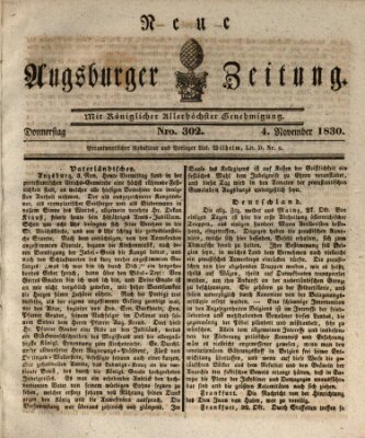 Neue Augsburger Zeitung Donnerstag 4. November 1830