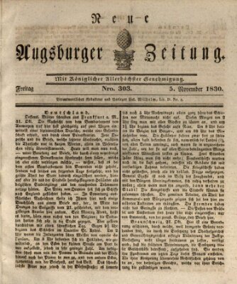 Neue Augsburger Zeitung Freitag 5. November 1830