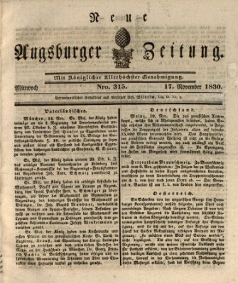 Neue Augsburger Zeitung Mittwoch 17. November 1830