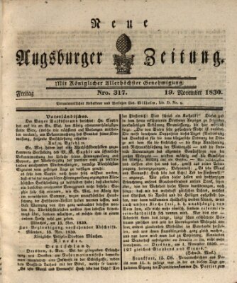 Neue Augsburger Zeitung Freitag 19. November 1830