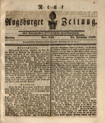 Neue Augsburger Zeitung Sonntag 21. November 1830