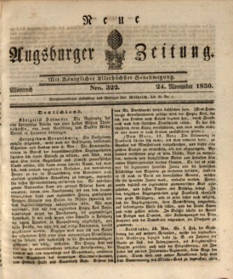 Neue Augsburger Zeitung Mittwoch 24. November 1830