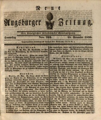 Neue Augsburger Zeitung Donnerstag 25. November 1830