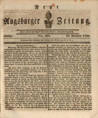 Neue Augsburger Zeitung Dienstag 30. November 1830