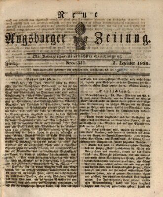 Neue Augsburger Zeitung Freitag 3. Dezember 1830