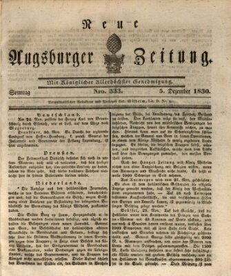 Neue Augsburger Zeitung Sonntag 5. Dezember 1830