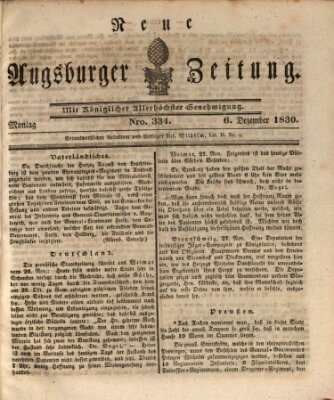 Neue Augsburger Zeitung Montag 6. Dezember 1830