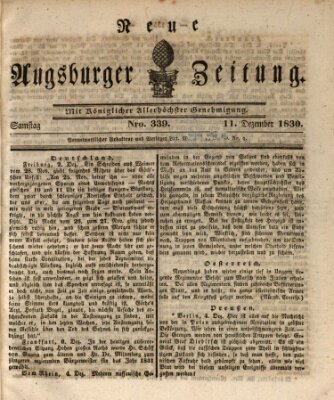 Neue Augsburger Zeitung Samstag 11. Dezember 1830