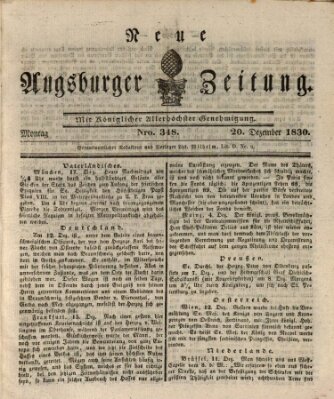 Neue Augsburger Zeitung Montag 20. Dezember 1830