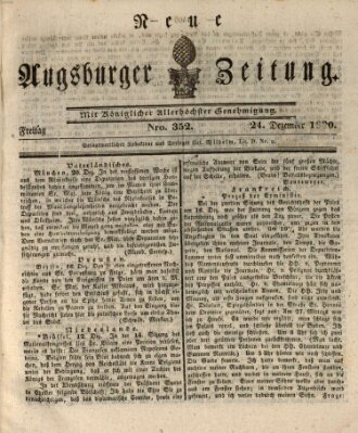 Neue Augsburger Zeitung Freitag 24. Dezember 1830