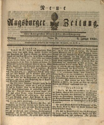 Neue Augsburger Zeitung Montag 3. Januar 1831