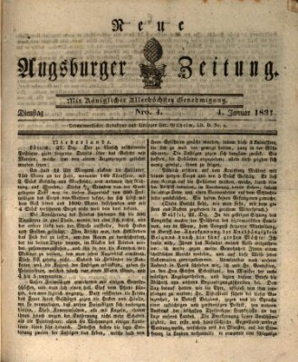 Neue Augsburger Zeitung Dienstag 4. Januar 1831