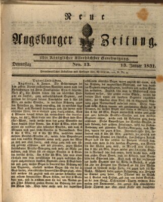 Neue Augsburger Zeitung Donnerstag 13. Januar 1831