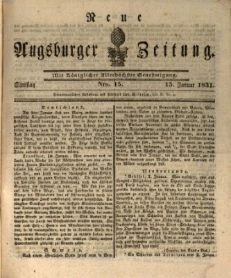 Neue Augsburger Zeitung Samstag 15. Januar 1831