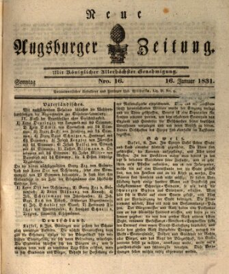 Neue Augsburger Zeitung Sonntag 16. Januar 1831