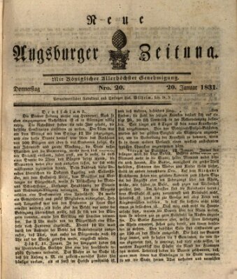 Neue Augsburger Zeitung Donnerstag 20. Januar 1831